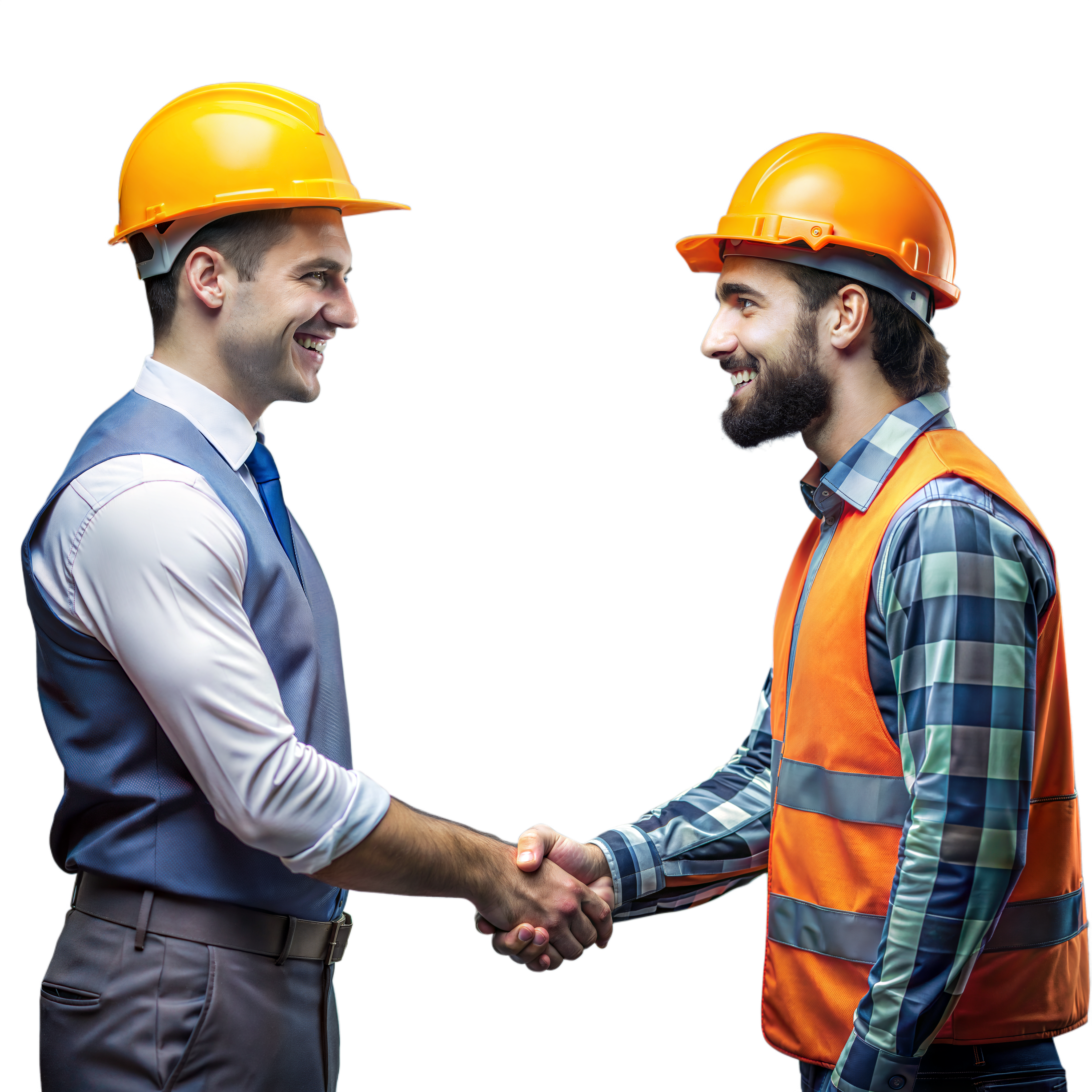 vecteezy_smiling construction workers in hard hats shaking hands_44450